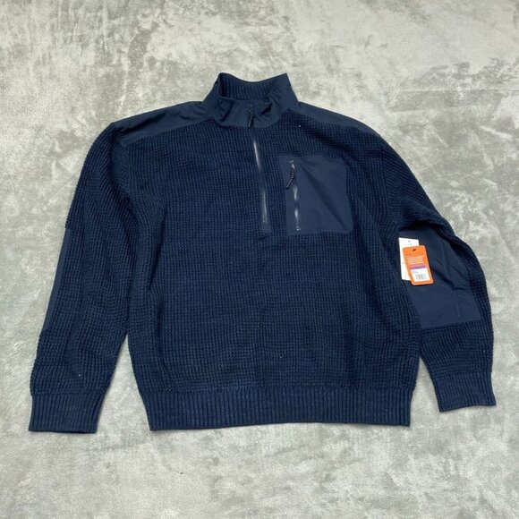 Bass Outdoor Navy Mixed Sweater XXL 1/4 Zip Pullover  Men NWT 6378 - Picture 1 of 8
